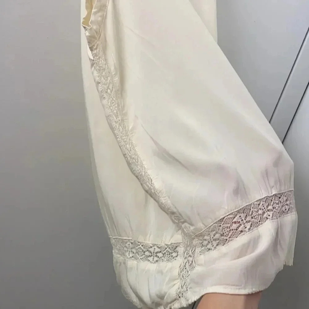 Harlowe & Graham Sleeveless Flowy Lace Cream Blouse Size S - Picture 7 of 9